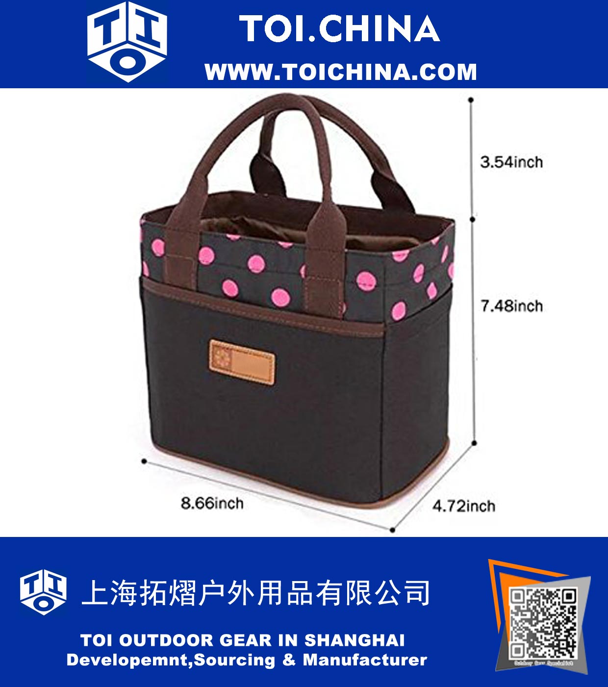 Muitifunction Cute Canvas Bento Lunch Bag for Picnic Travel Tote Lunch Bag with Rope Belt 