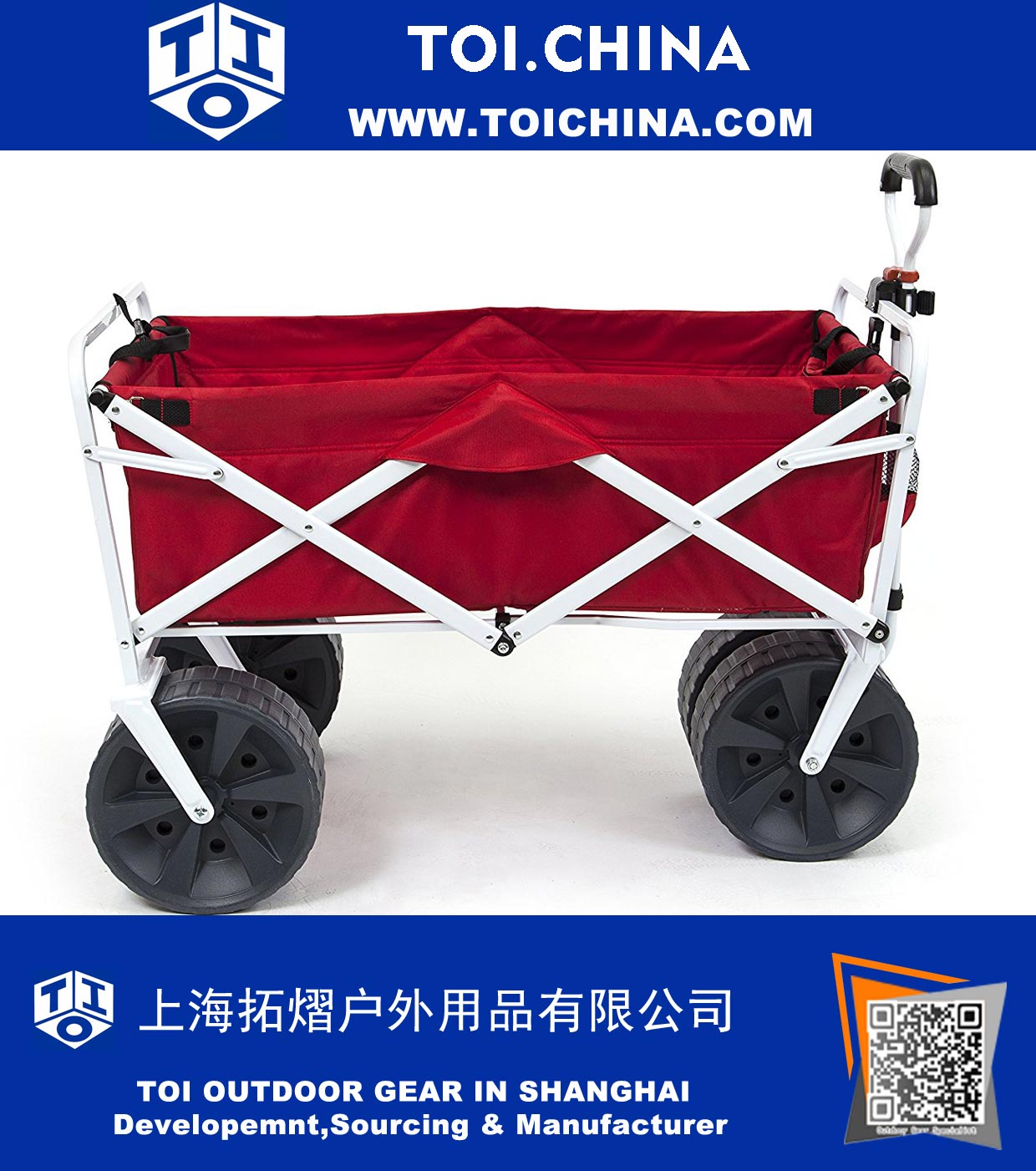 Sports Heavy Duty Collapsible Folding All Terrain Utility Wagon Beach Cart