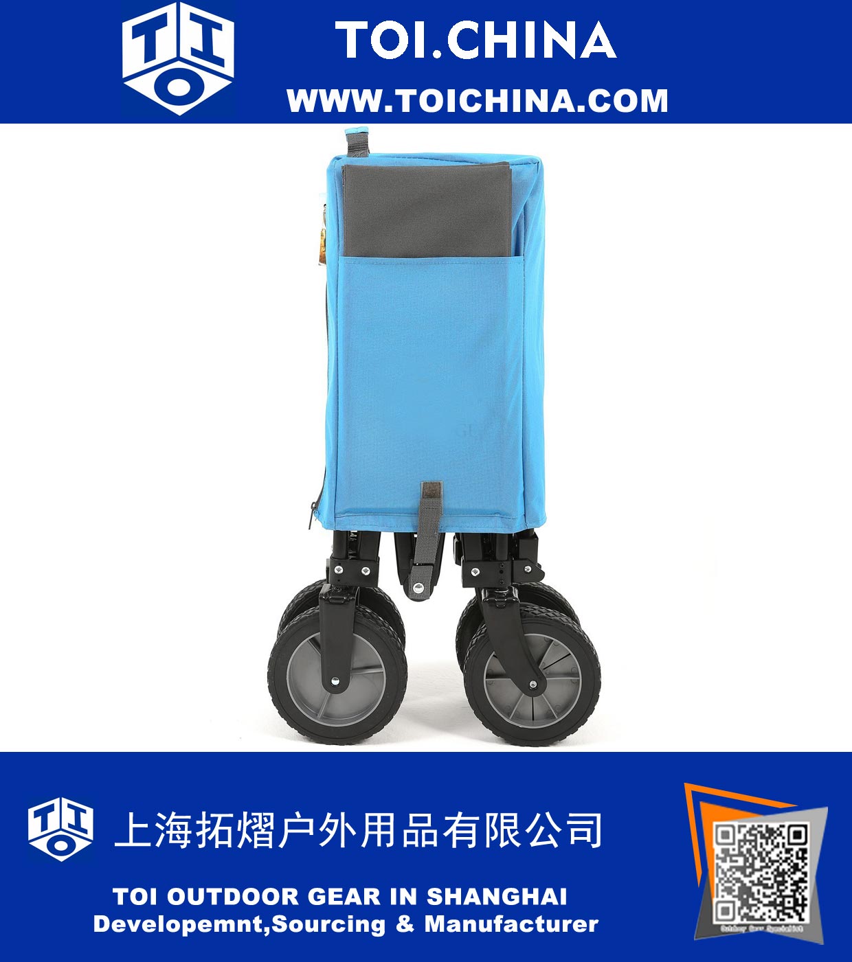 Folding Camping Wagon, Garden Cart, Collapsible, Blue