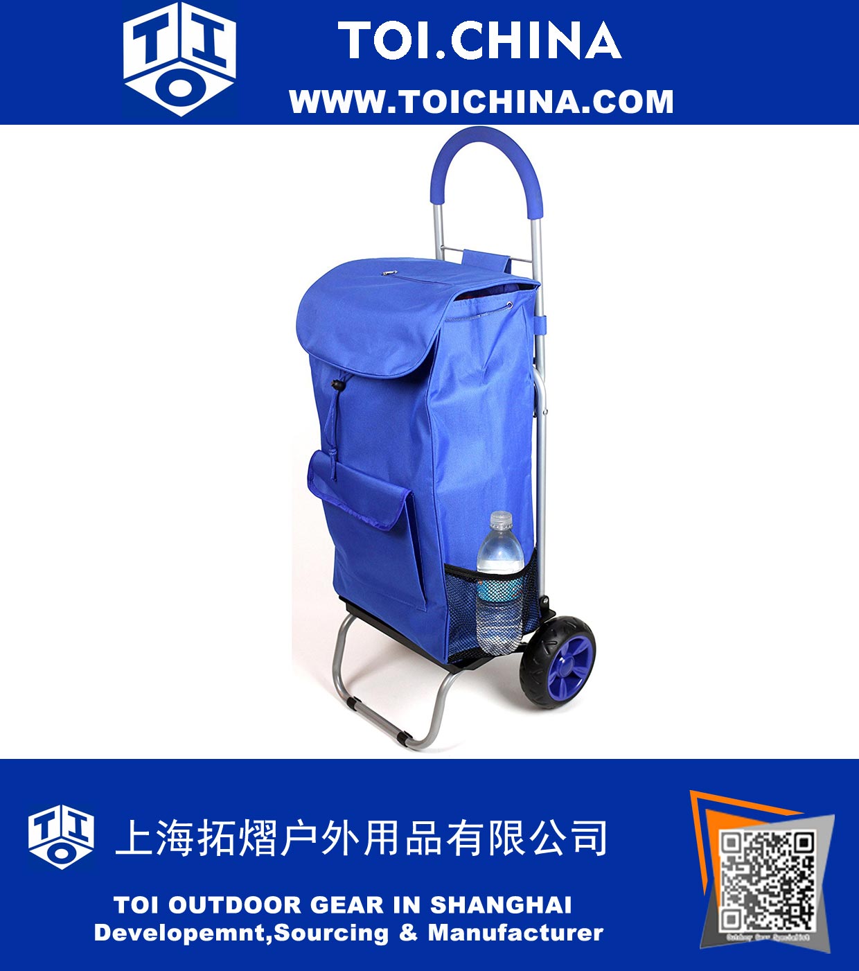 Trolley Dolly, Blue Shopping Grocery Foldable Cart