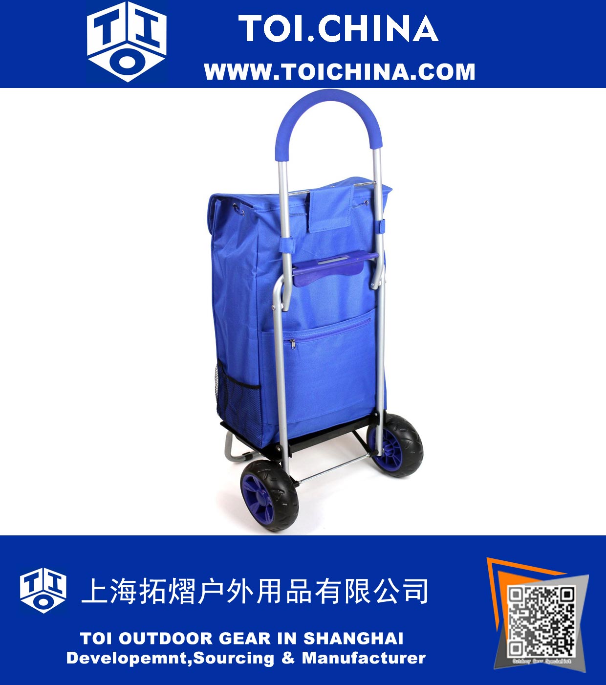 Trolley Dolly, Blue Shopping Grocery Foldable Cart