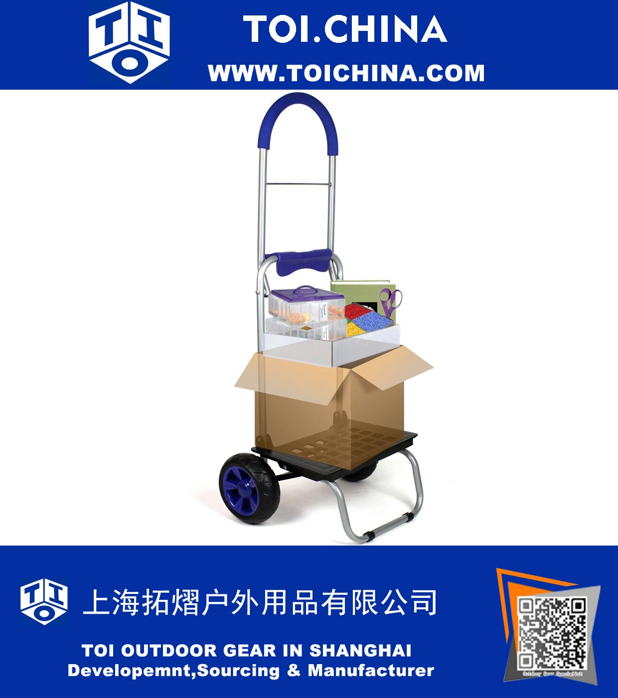 Trolley Dolly, Blue Shopping Grocery Foldable Cart