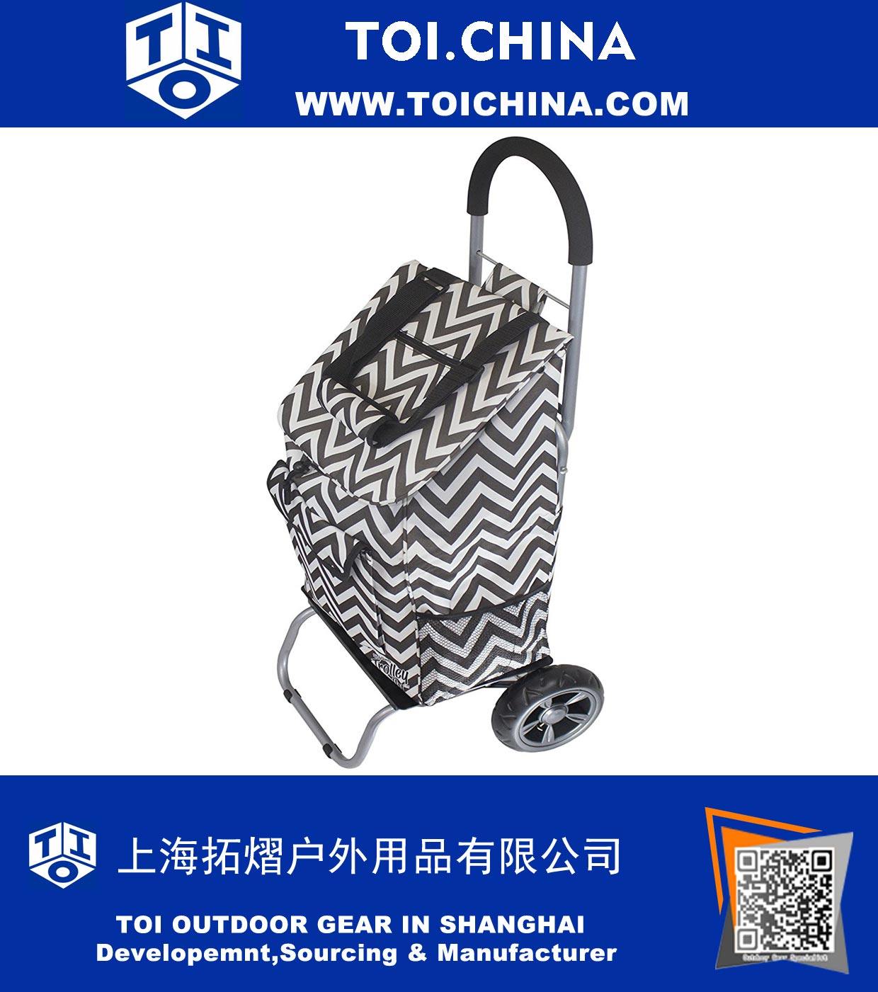 Trolley Dolly, Black Chevron Shopping Grocery Foldable Cart