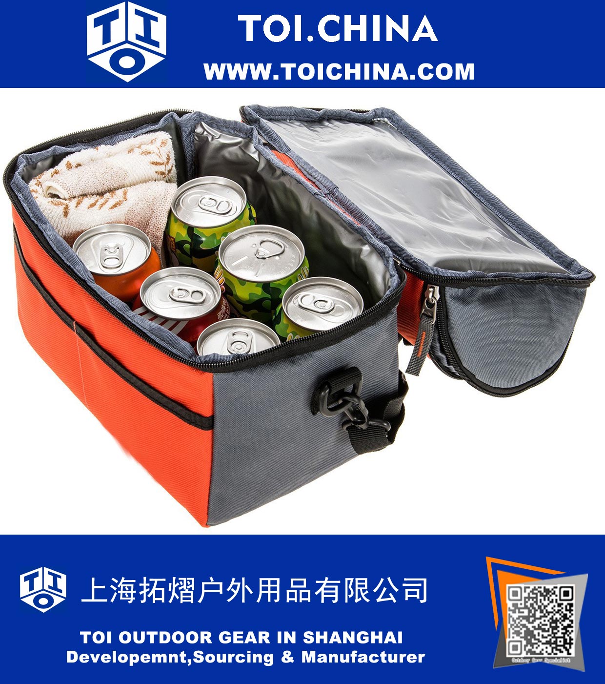 8 Can Cooler Bag Dual Insulated Compartment Lunch Bag High Density Insulation with Strong Leakproof Liners, Many Pockets, Strong Zipper And Stitching