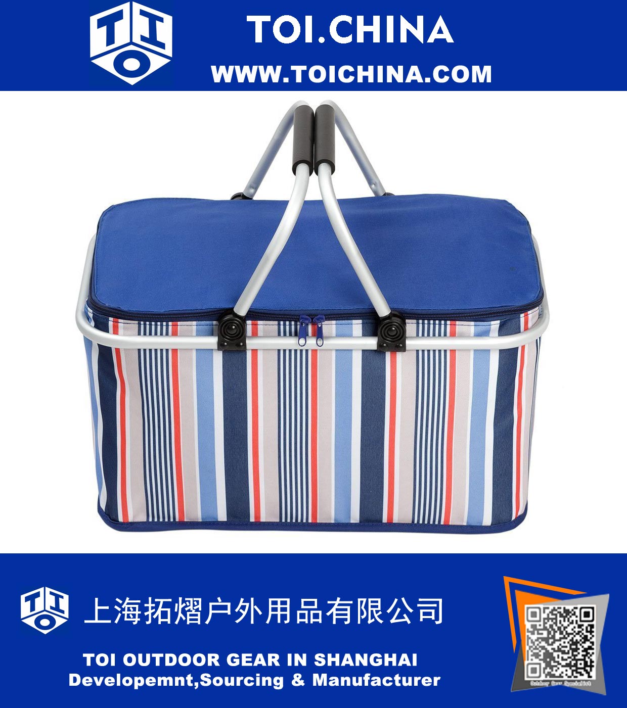 Folding Picnic Basket Insulated Cooler Shopping Bag for Outdoor Camping Hiking