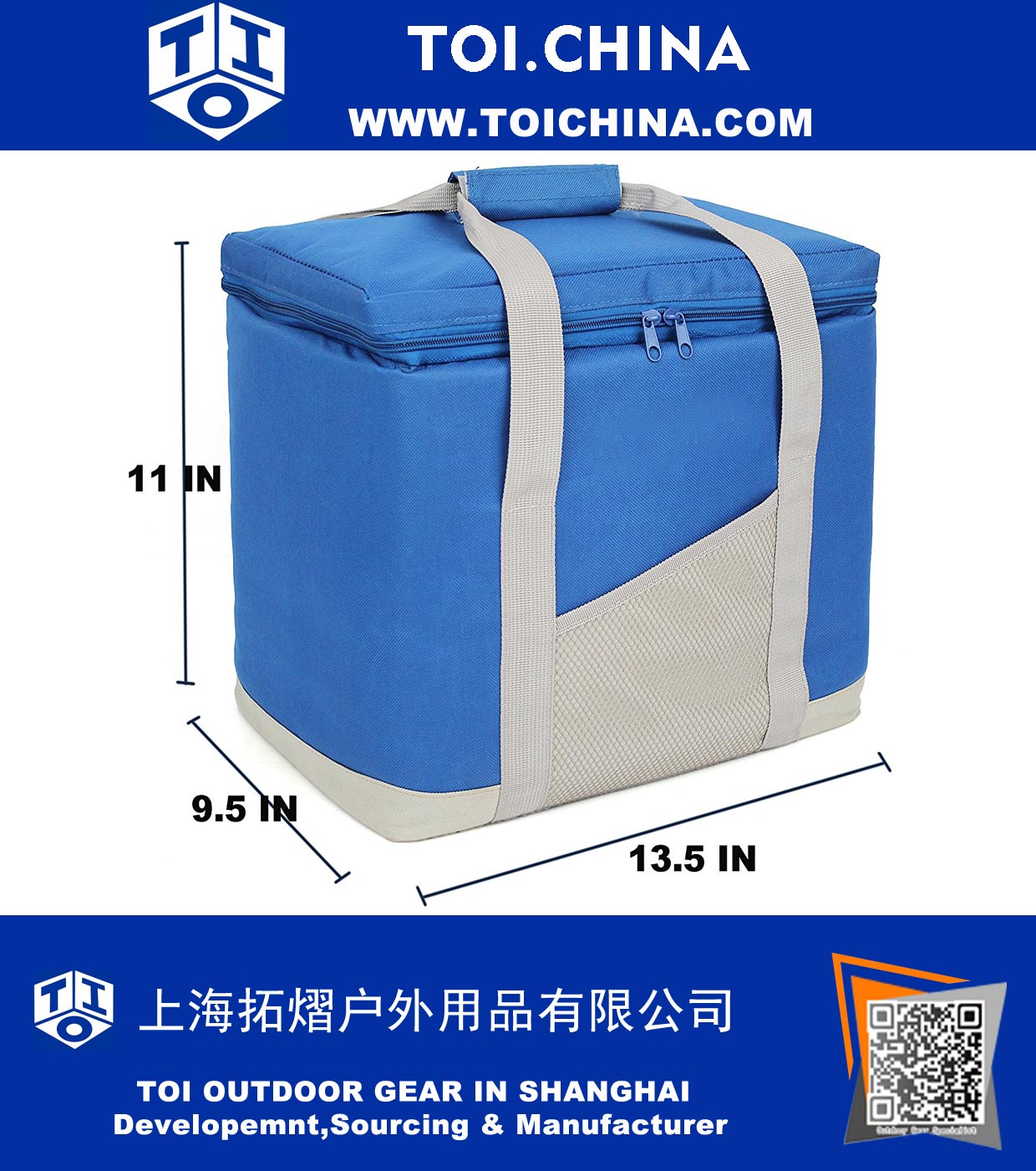 Water Proof 30 Can Large Insulated Lunch Cooler Bag Reusable Foldable Thermal Grocery Tote Bag with handle, Blue
