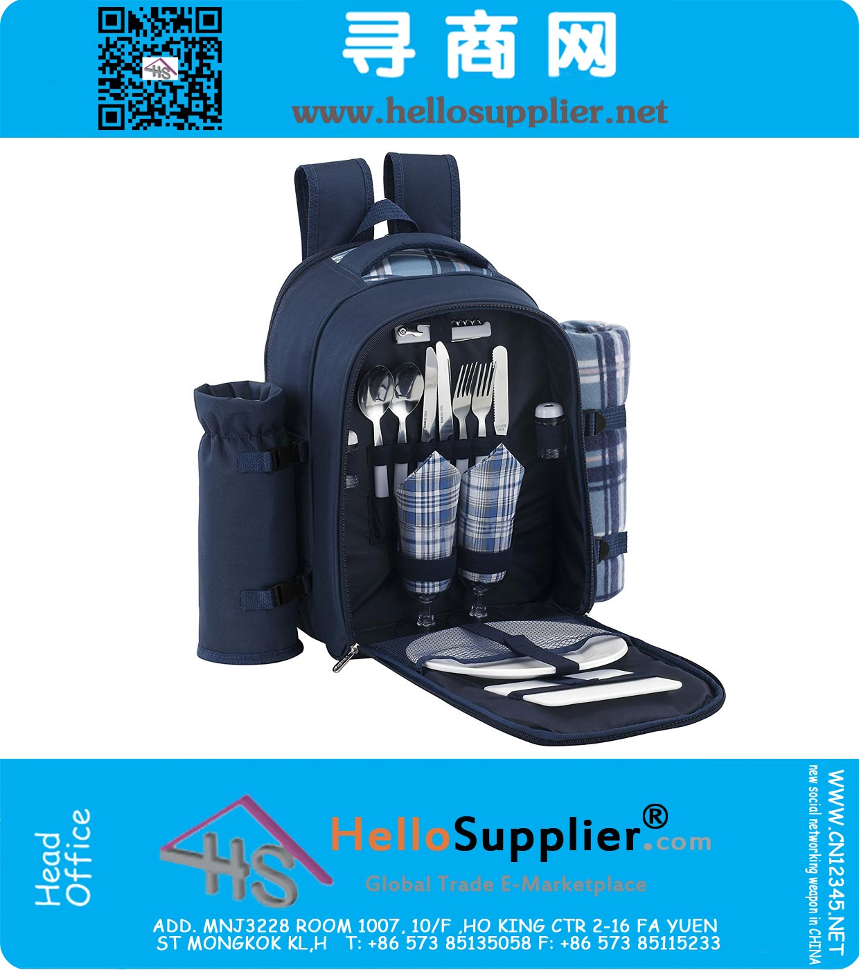 2 Person Blue Picnic Backpack 