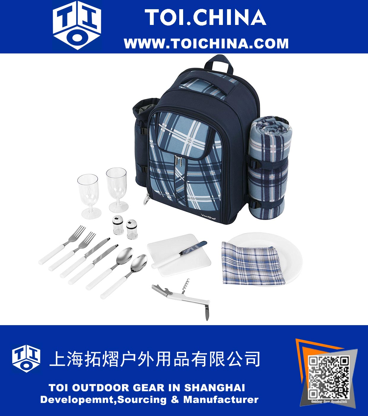 2 Person Blue Picnic Backpack