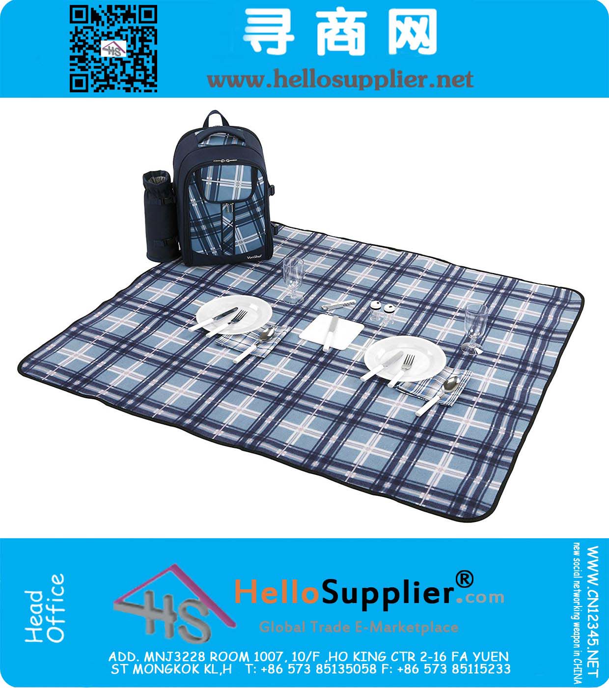 2 Person Blue Picnic Backpack 