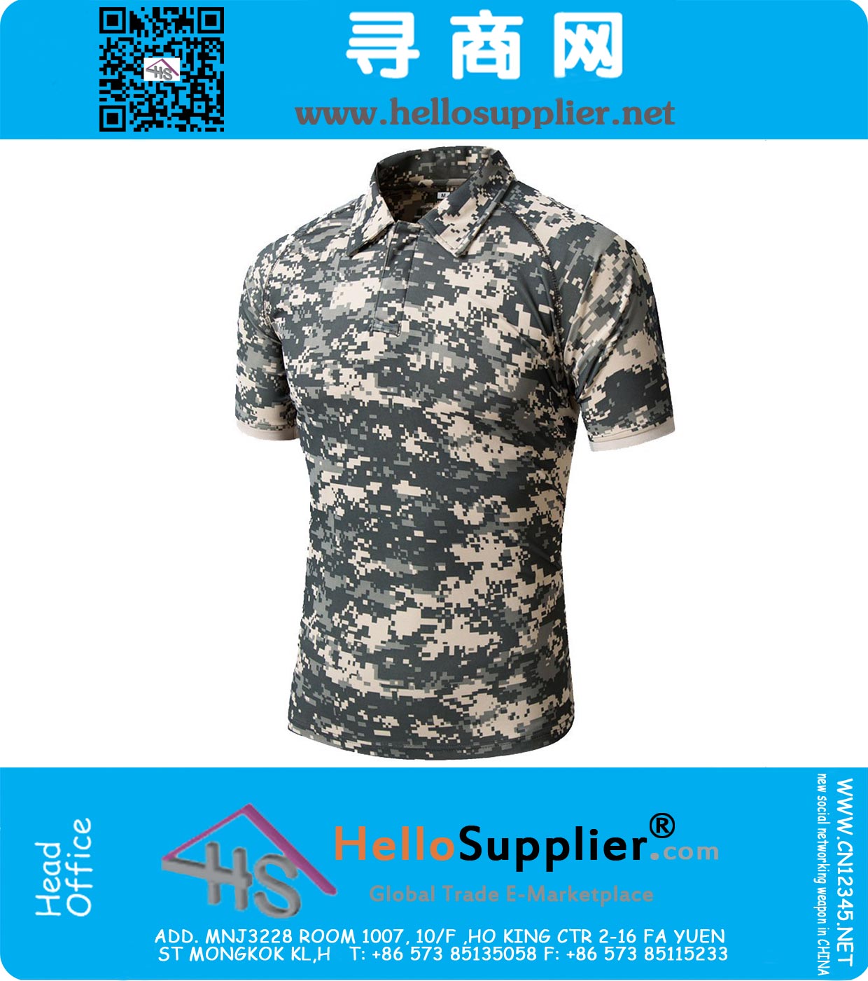 Camuflagem do Exército Tático Militar Combate Camo Curto Camiseta