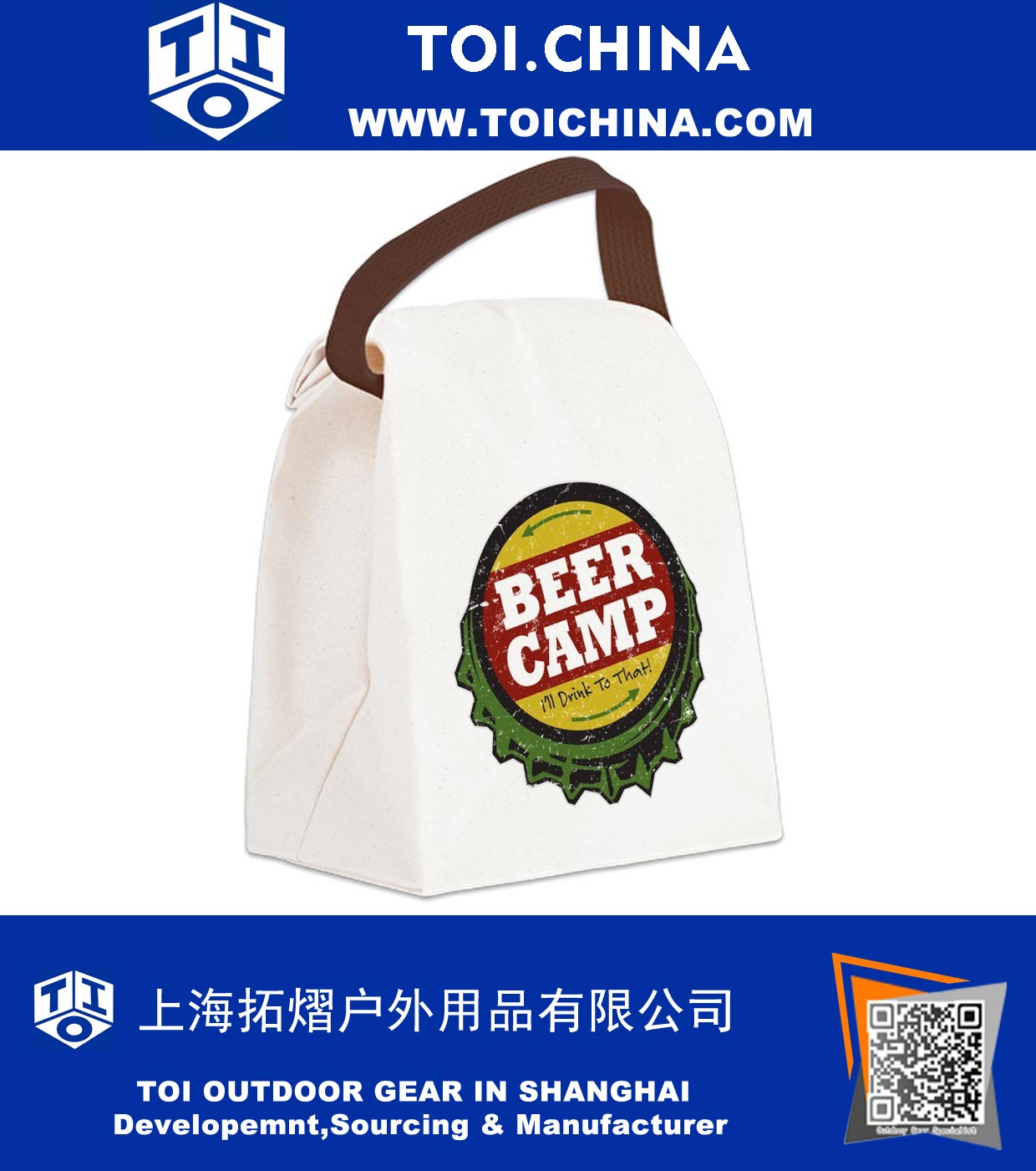 Beer Camp Canvas Lunch Bag - Canvas Lunch Bag with Strap Handle