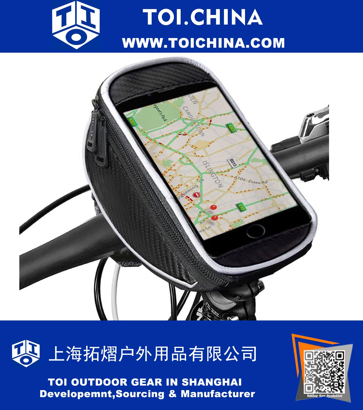 Bolso del teléfono de la bicicleta, bolso impermeable del manillar del tenedor del soporte de la bici del bolso de la bicicleta de Ubegood para el teléfono móvil