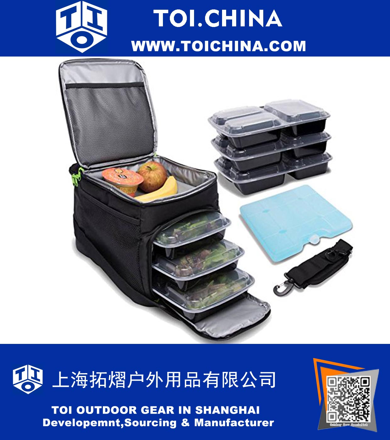 Сумка с большим количеством циклов для еды - изолированный мешок для еды с 6 лотками для контроля порции - идеально подходит как изолированный пакет для завтрака или сумка для управления питанием - портативный компактный дизайн, кемпинг и сумка для п