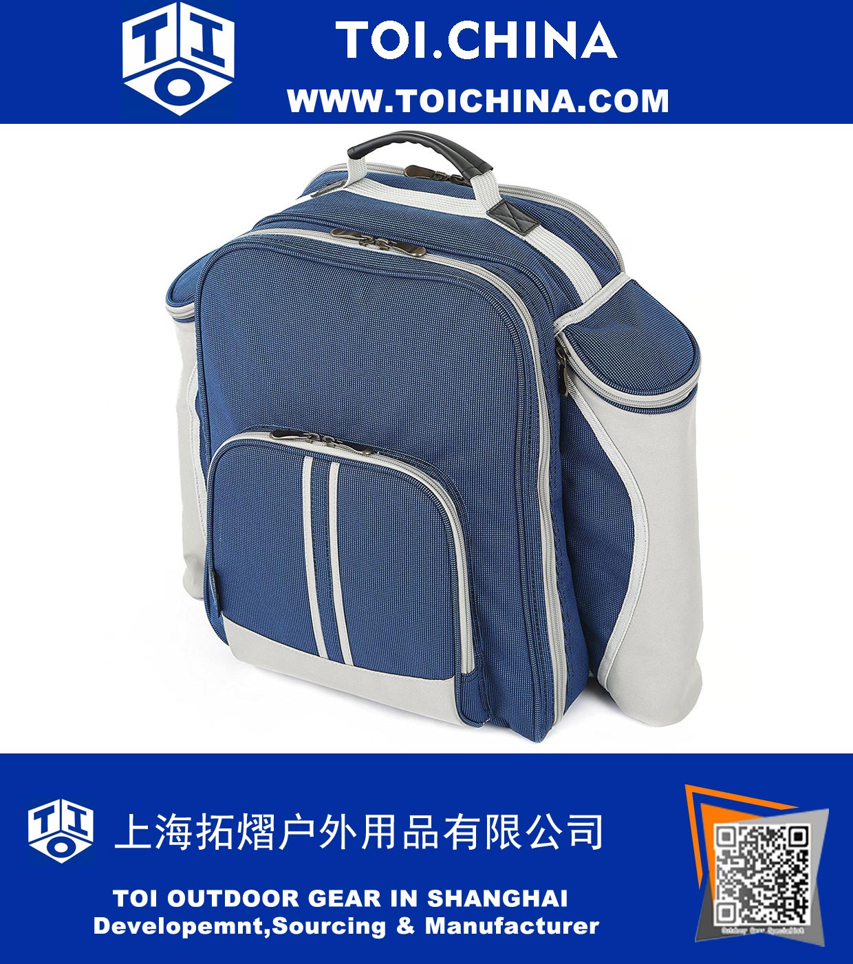 Hamper de mochila de piquenique Deluxe para duas pessoas em Midnight Blue - mochila equipada