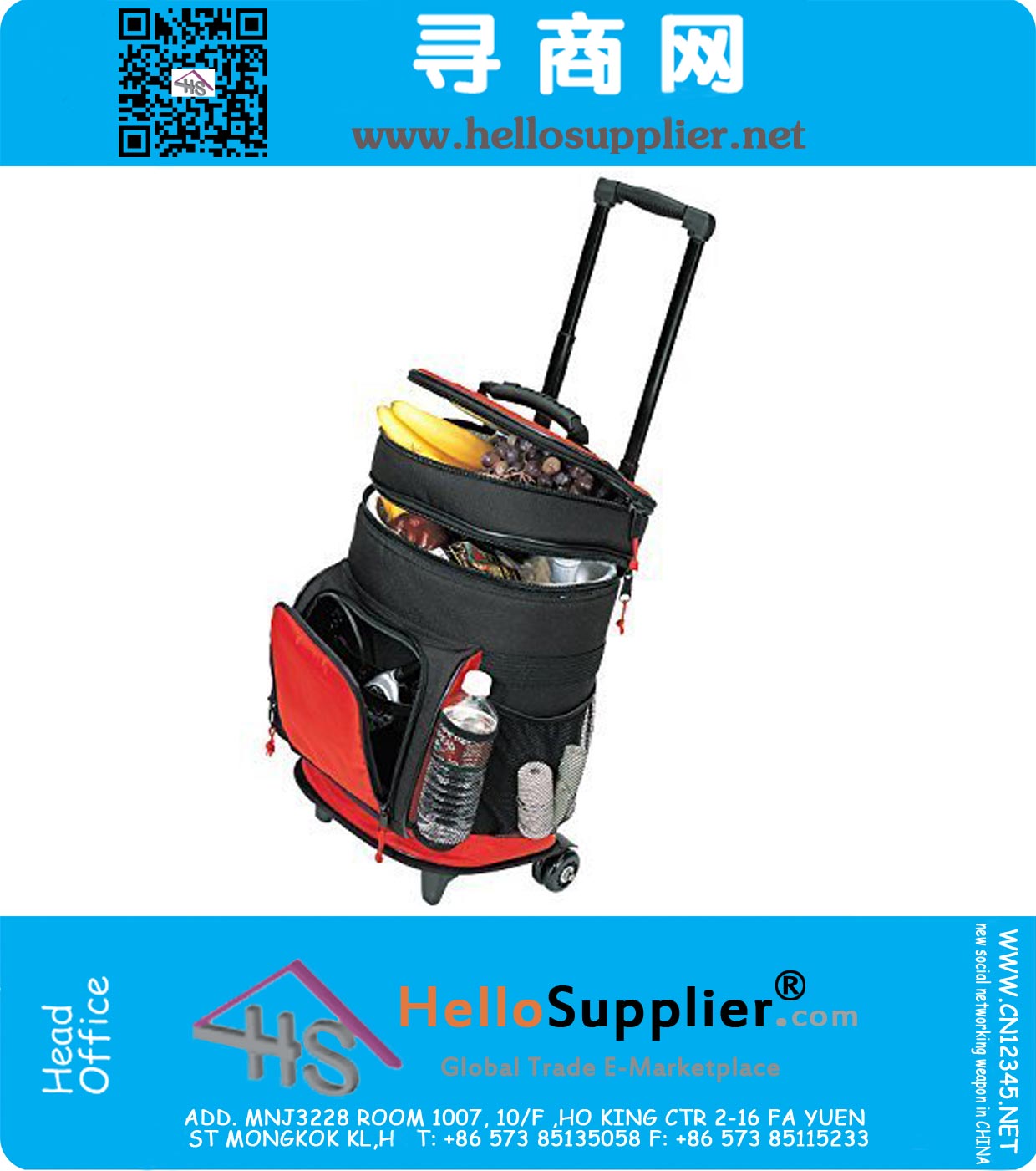 Deluxe Ripstop Beach Picnic Rolling Cooler With Wheels Bag