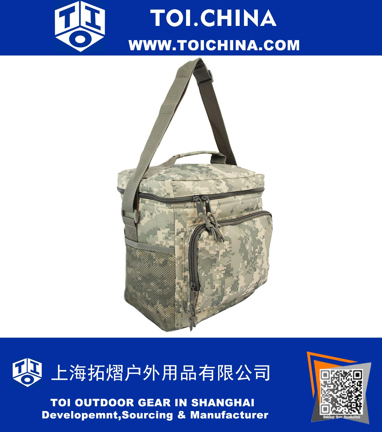 Deluxe Tan Camuflaje digital con bolsillo de 12 paquetes Vertical con aislamiento de carga más fresco Bolsa de mano Camo Bag