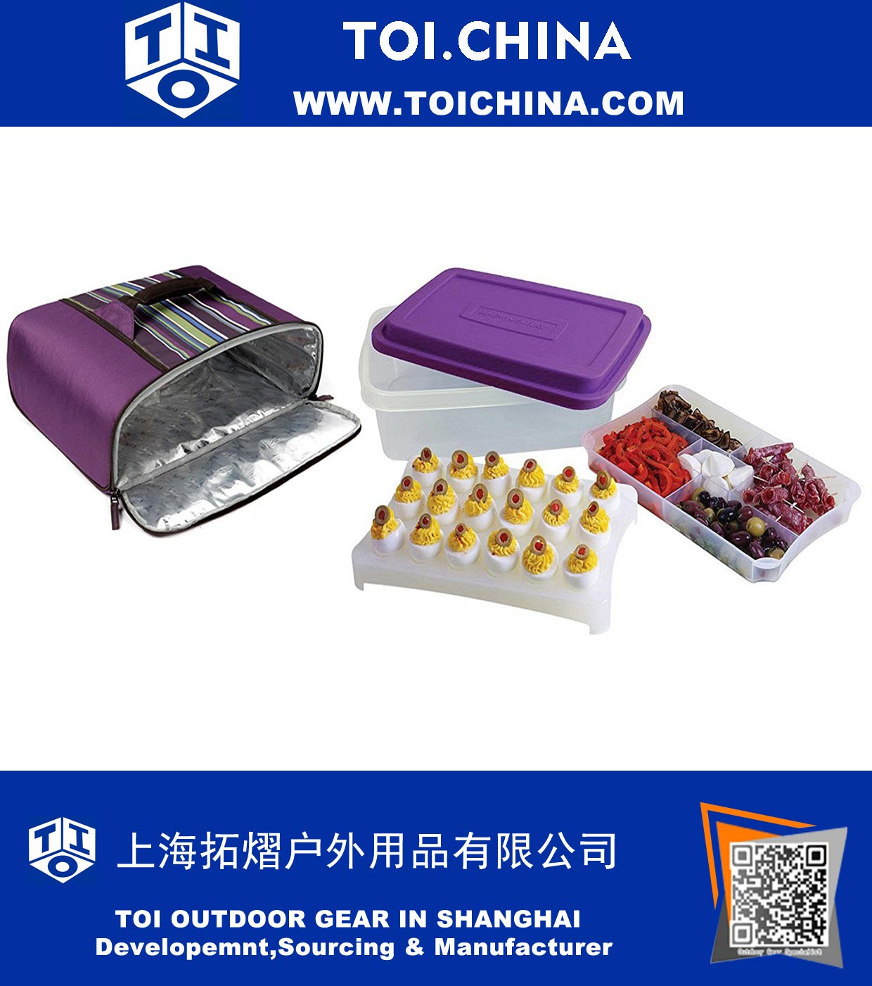 Caja de fiesta Foodtastic con portador termal universal, 6.8 litros, púrpura