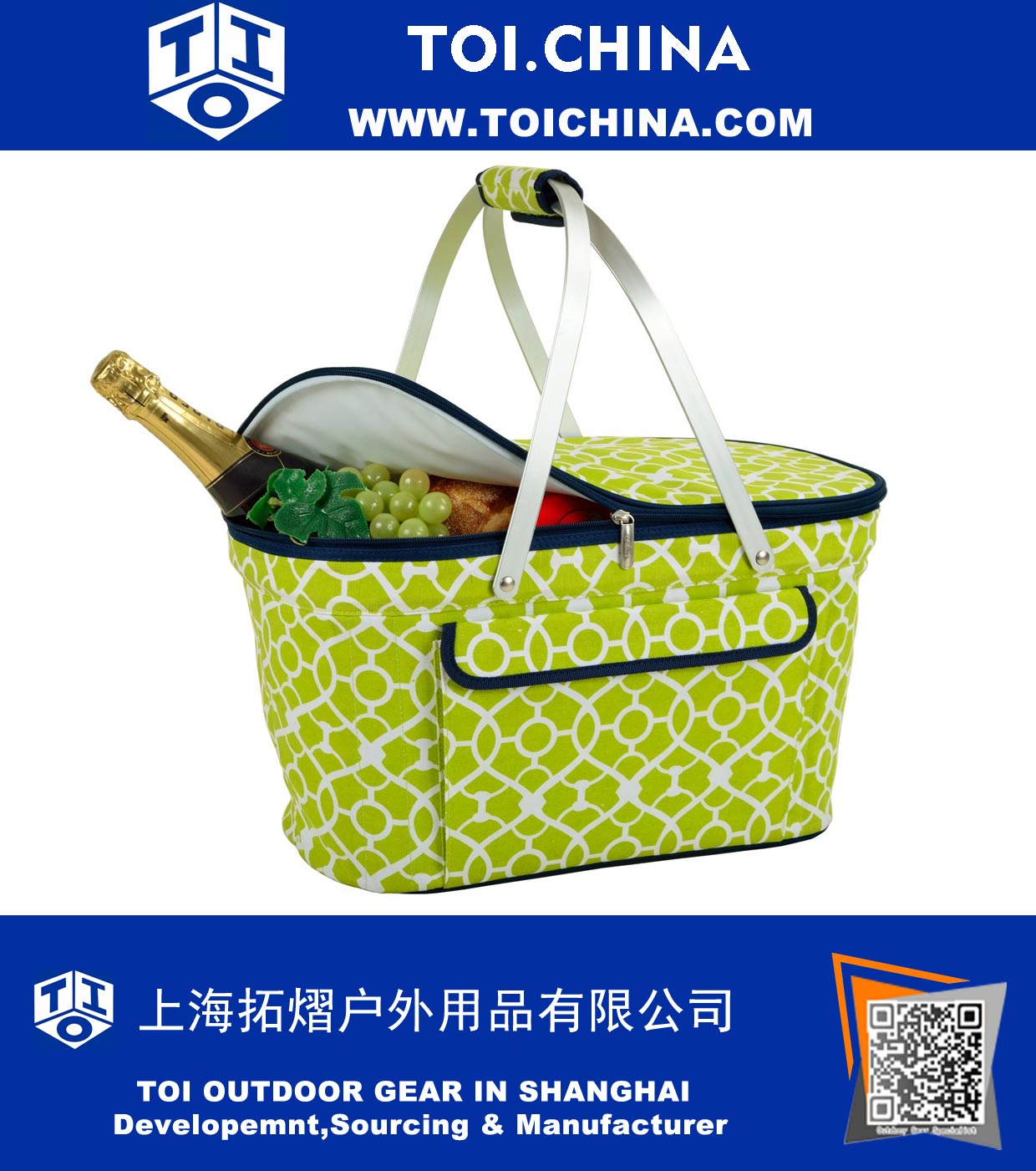 Insulated Folding Collapsible Picnic Basket Cooler with Sewn in Frame