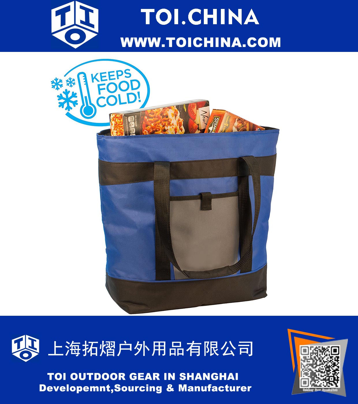 Insulated Grocery Bag - Large 10 Gallon Capacity, Soft Sided Cooler with Thick Wall Insulation - Perfect for Hot or Cold Food