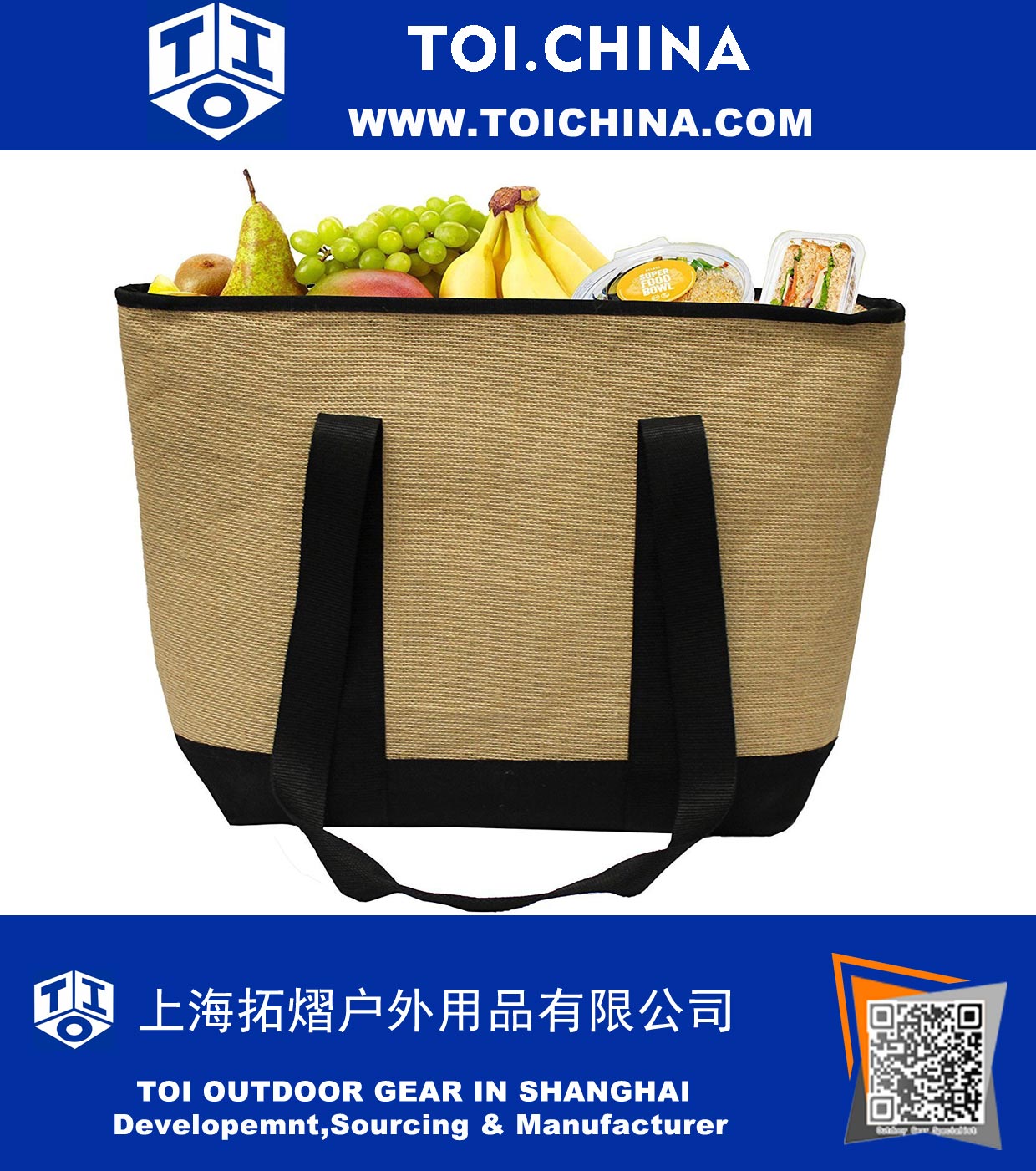 Insulated Grocery Bag Jute Shopping Tote