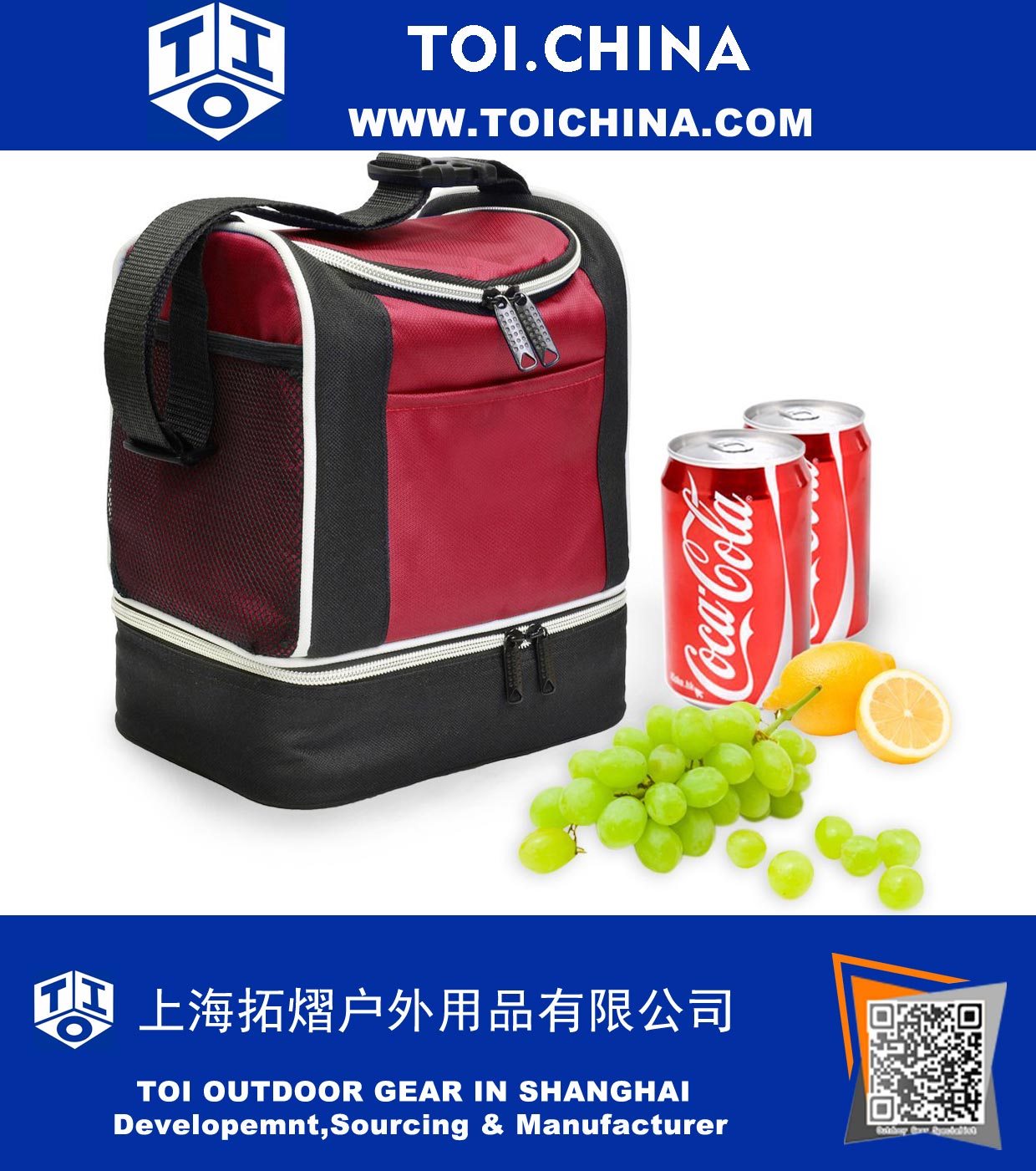Isolierte Lunch-Bag, wiederverwendbare Lunchbox mit Doppelfach Cooler Tote mit Schultergurt für Erwachsene und Kinder