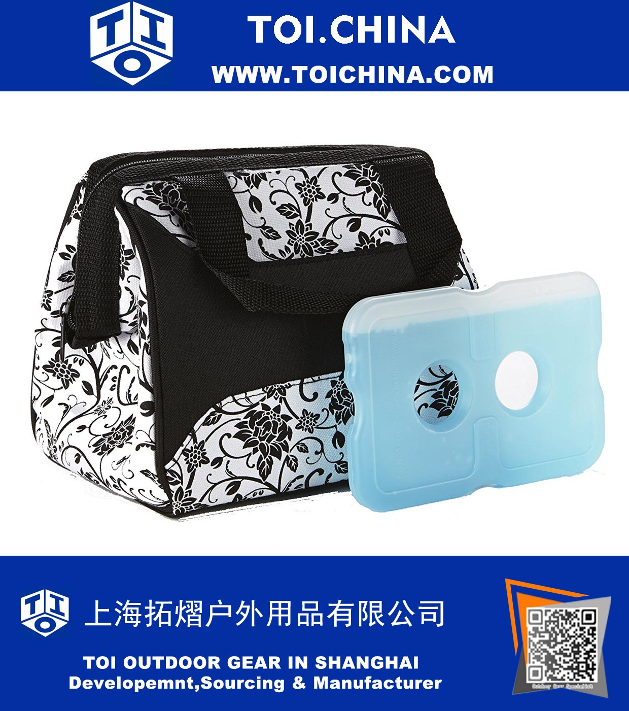 Insulated Lunch Bag with Zipper Closure and Exterior Pocke