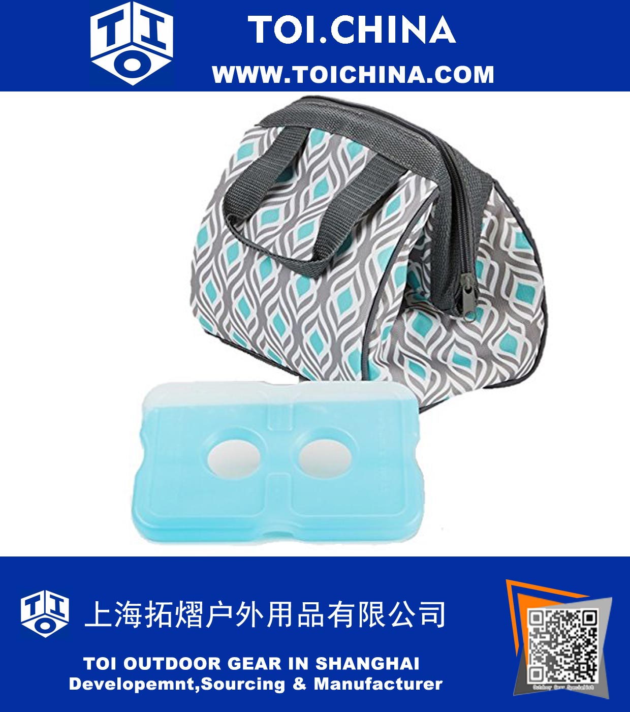 Insulated Lunch Bag with Zipper Closure and Ice Pack
