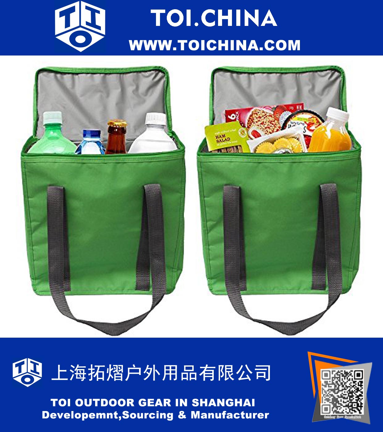 Large Insulated Grocery Bag Shopping Tote Cooler with Zipper Top Lid