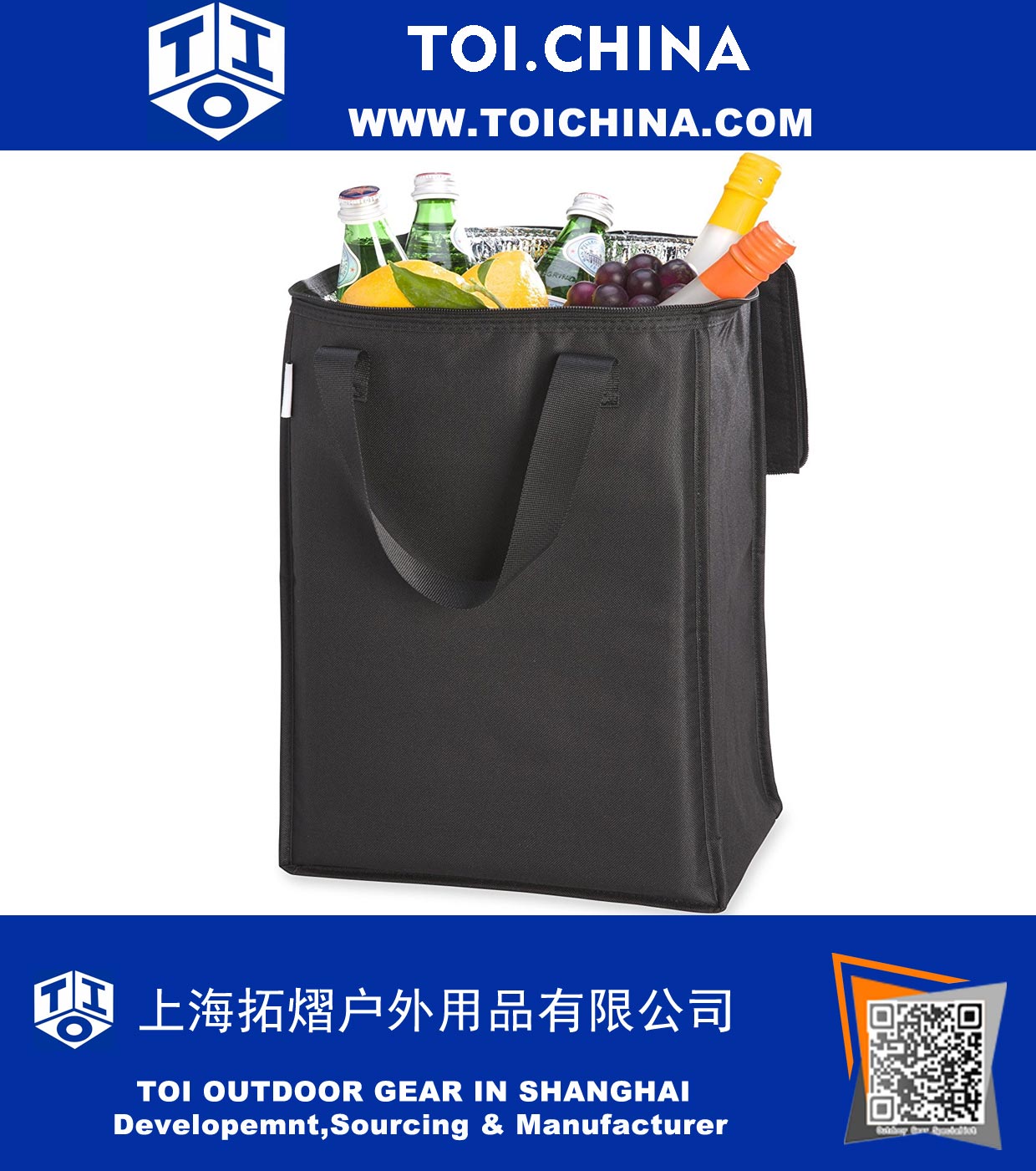 Leichter, zusammenklappbarer Reißverschluss mit Reißverschluss, EarthTote Insulated Shopping Bag