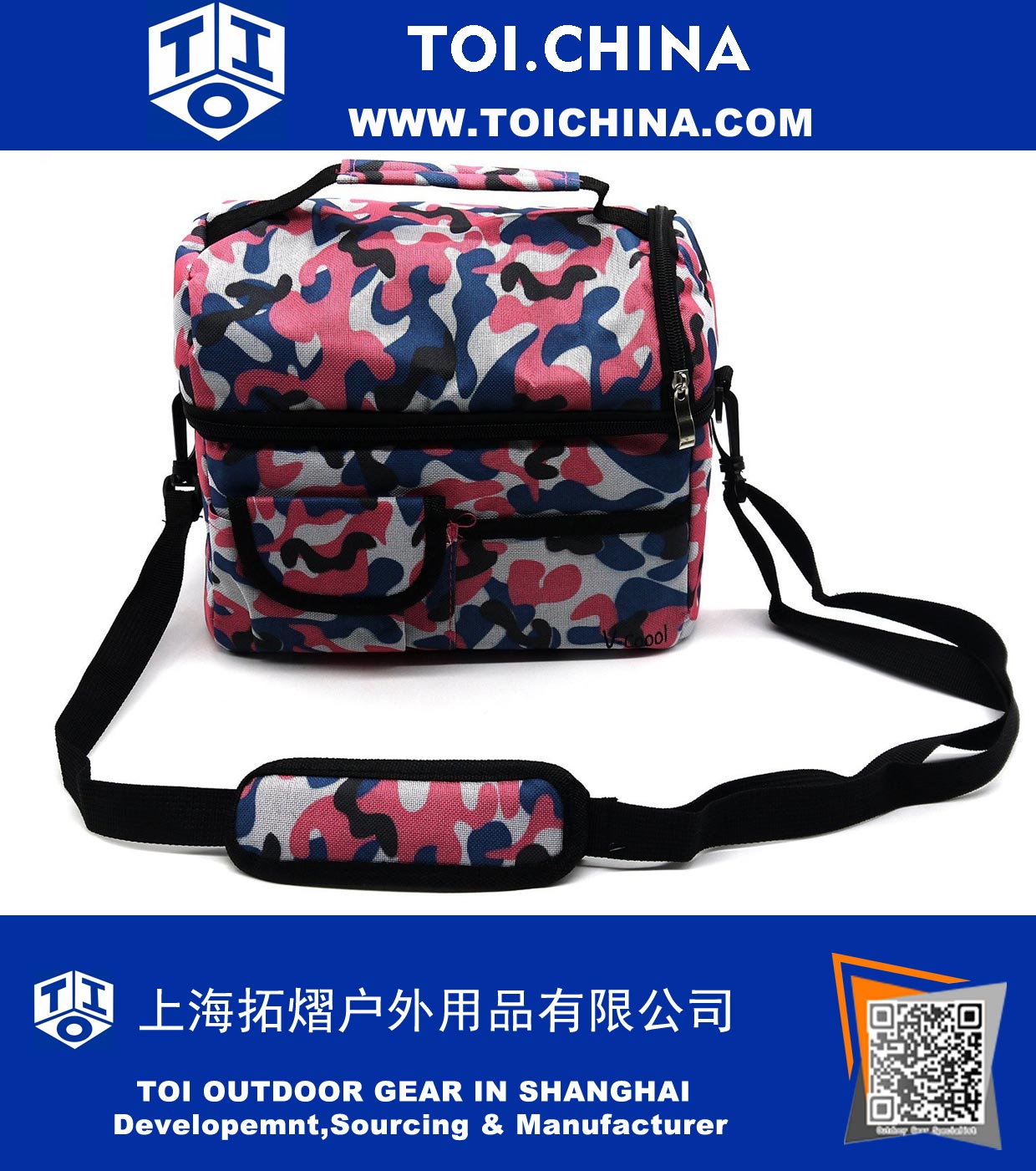 Lunch Bag Cooler Carry Bag Tote Isolado Grande Capacidade com Alça de Ombro Ajustável Saco de Caixa de Viagem Tote Almoço - Camuflagem Rosa
