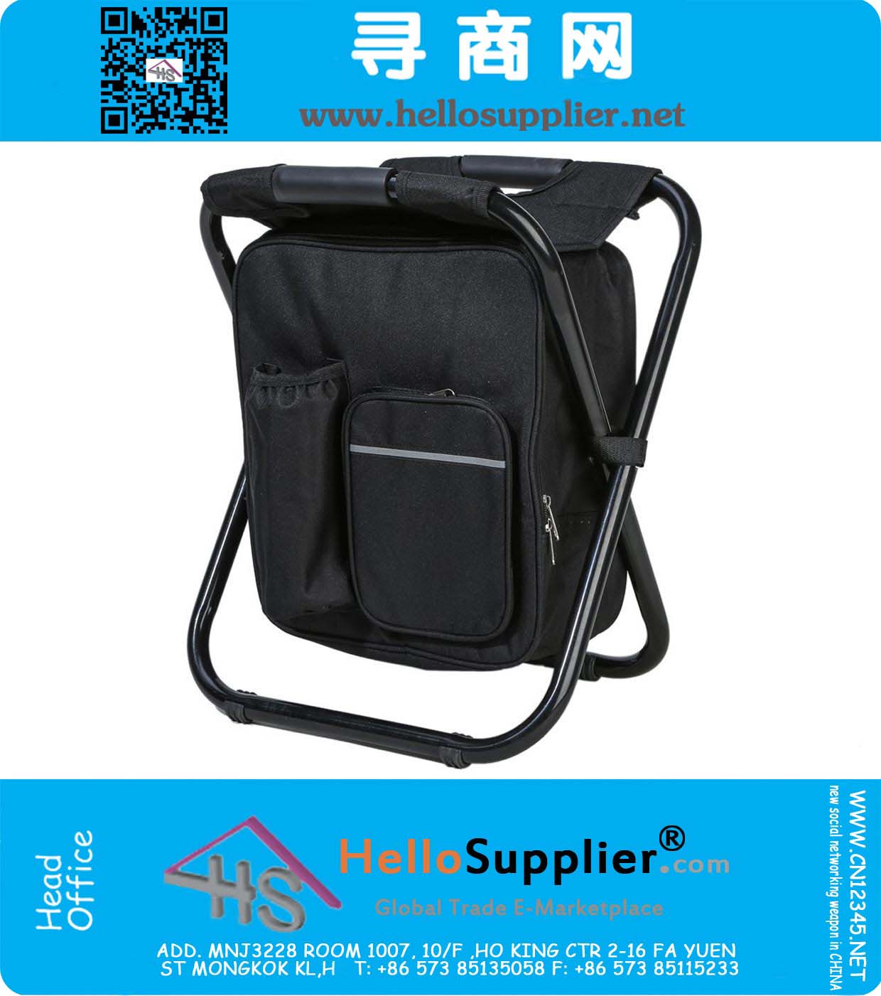 Silla plegable de la mochila multifuncional con un bolso más fresco para pescar, playa, acampar y excursión