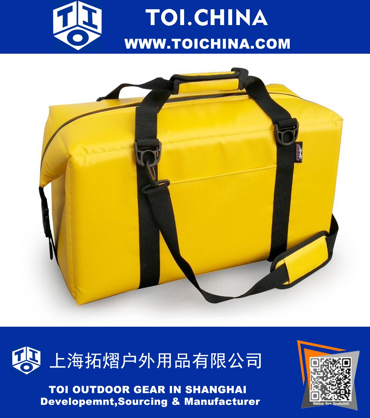 Bolsa de refrigerador de vinilo repelente al agua al aire libre, ideal para acampar, pesca, senderismo o picnic al aire libre, 48Can amarillo