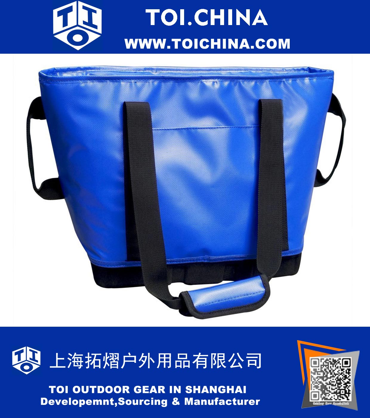 Открытый водонепроницаемый виниловый охладитель Tote 30 Can Blue, идеально подходит для покупок, кемпинга, рыбалки, пеших прогулок или пикника на открытом воздухе
