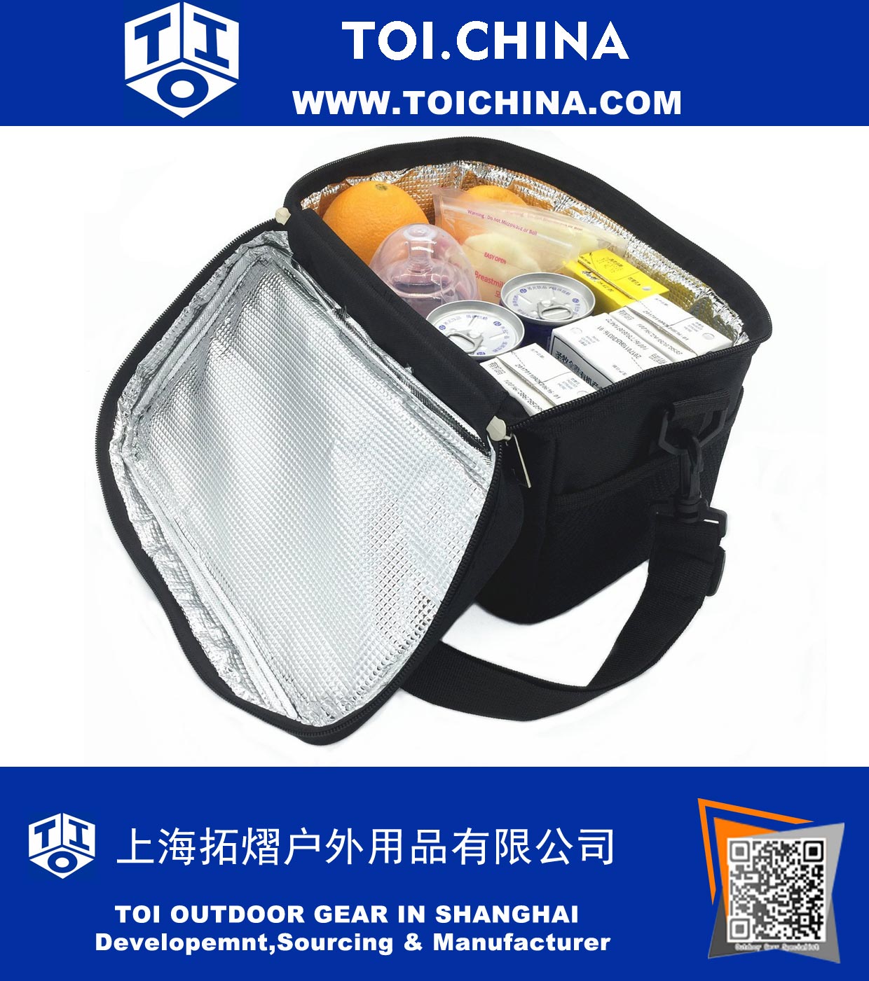 Oxford Cloth Kühltasche, Lunch Bag, wasserdichte Thermal isolierte Picknick-Einkaufstasche mit verstellbarem Schultergurt und Reißverschluss - Lunch Bag für Kinder Frauen