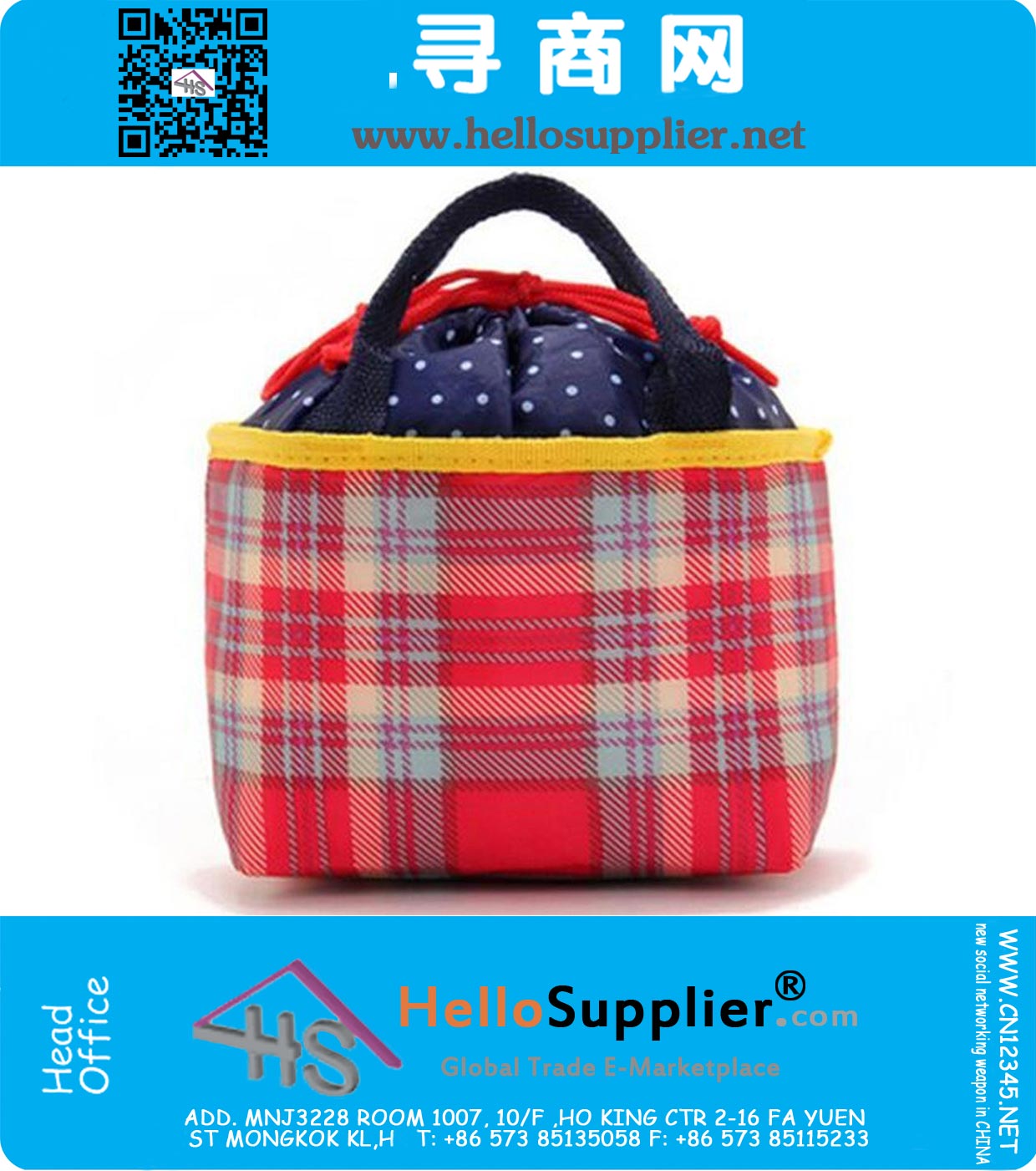 Red Plaid Insulated Lunch Bag for Food Camping and Hiking Essentials Bag