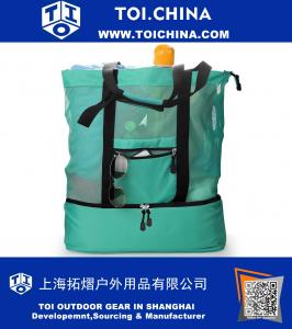 2-в-1 Многофункциональный Открытый Путешествия Mesh Beach Bag Пикник питьевой Cooler