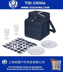 2 Person Insulated Picnic Bag Lunch Tote Flatware, Plates