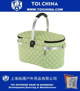 30L Foldable Picnic Basket Insulated Storage Shopping Basket Folding Aluminum Handle 46 25 24cm Outdoor