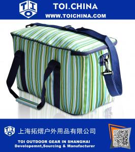 36 Can Große Picknick Kühltasche Lunch Bag, Green & Sapphire Streifen