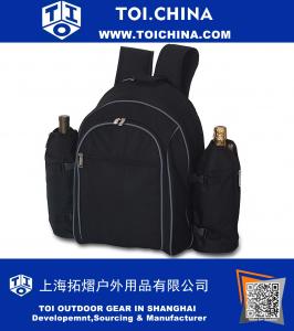 Mochila de picnic completa para 4 personas 30 piezas con 2 portavasos aislados, refrigerador con aislamiento térmico