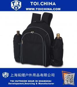 Mochila de picnic completa para 4 personas 30 piezas con 2 portavasos aislados, refrigerador con aislamiento térmico