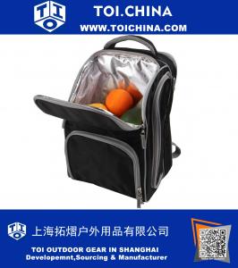 Mochila de picnic para 4 personas con productos de picnic y refrigerador de vinos