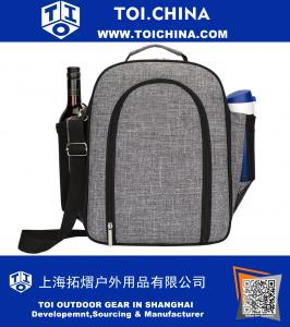 4 Person Picnic Tote Bag Stylish All-in-One Portable Picnic Basket Shoulder Bag With Detachable Shoulder Strap And Bottle/Wine Holder,Fleece Blanket Pocket, Perfect For Family Picnic