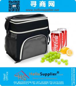 600D Lunch Bag Cooler Tote - Thermal Insulated Double Compartment with Zipper Closure Adjustable Shoulder Strap