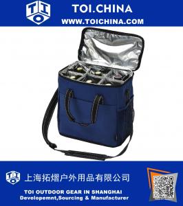 6 botellas Wine Carrier - Bolsa de viaje con aislamiento de viaje Travel Tote Bag para Champagne Picnic Cooler Blue