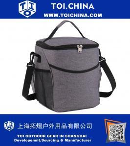 9L Insulated Lunch Bag Tote Grey Food Handbag Lunch Box with Shoulder Strap For Work School Outdoor