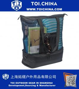 Beach Bag Mesh 2-in-1 Tote Drinking Cooler Семейная наплечная сумочка Застежка-молния