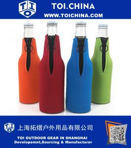 Охладители пивной бутылки с застежкой-молнией Премиум-неопреновые изоляторы, набор из 4 рукавов для холодильников Ассортимент цветов