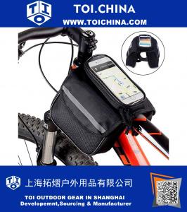 Bolsas de bicicleta con la caja impermeable del teléfono de la pantalla táctil Bolsas de teléfono del tubo delantero de la bicicleta para Smartphone debajo de 5.5 pulgadas