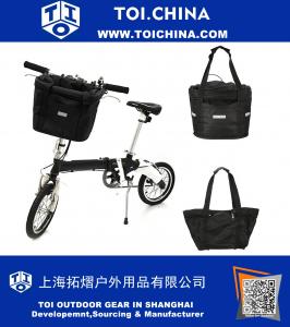 Bicycle Basket Aluminum Alloy Multi-function Cycling Front Basket Detachable Canvas Bike Handlebar Front Carrier Bag Cycling Pet Carrier Bag